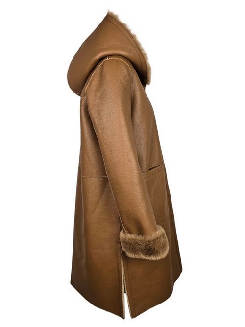 eco-montone donna lungo cammello V Lab | 6033-STORMY037